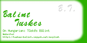 balint tuskes business card